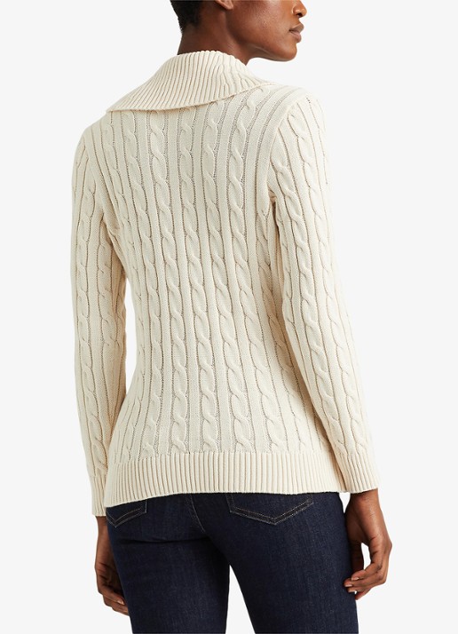 Ralph Lauren Katoenen trui met gesp - achterkant creme