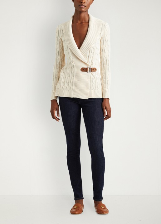 Ralph Lauren Katoenen trui met gesp - voorkant 3 creme