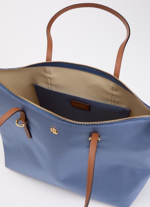 Ralph Lauren Keaton Medium schoudertas met logo - detail 2 staalblauw