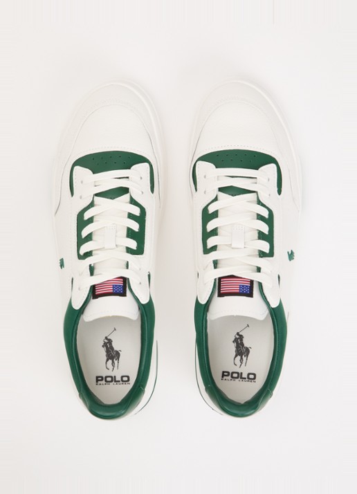 Ralph Lauren Kenmare sneaker van leer  - detail 3 groen