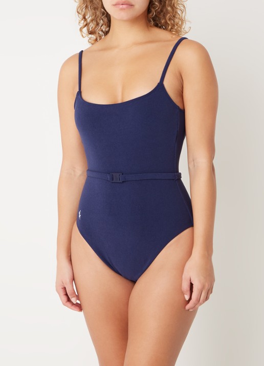 Ralph Lauren Kennedy badpak van badstof met uitneembare vulling - voorkant 3 donkerblauw