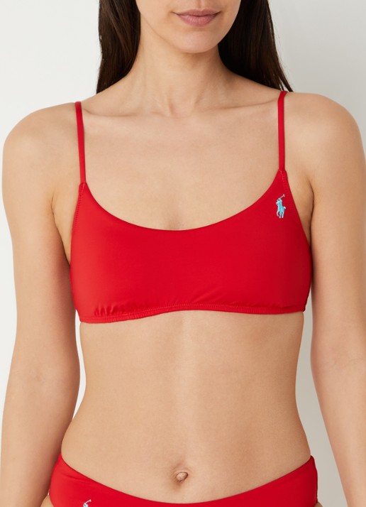 Ralph Lauren Kennedy bralette bikinitop met logo - voorkant 3 rood