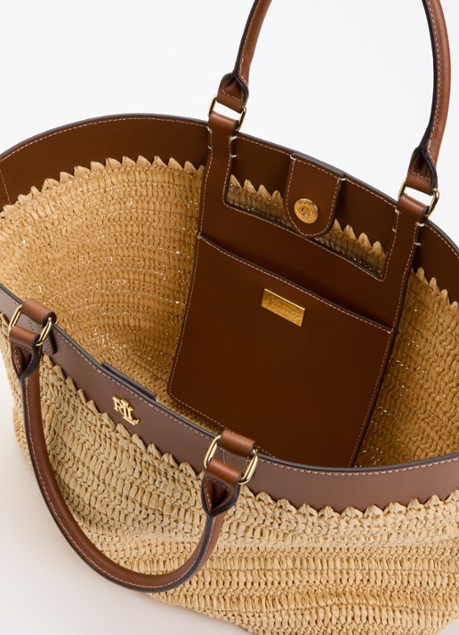 Ralph Lauren Kyla Large handtas met leren details - detail 2 beige