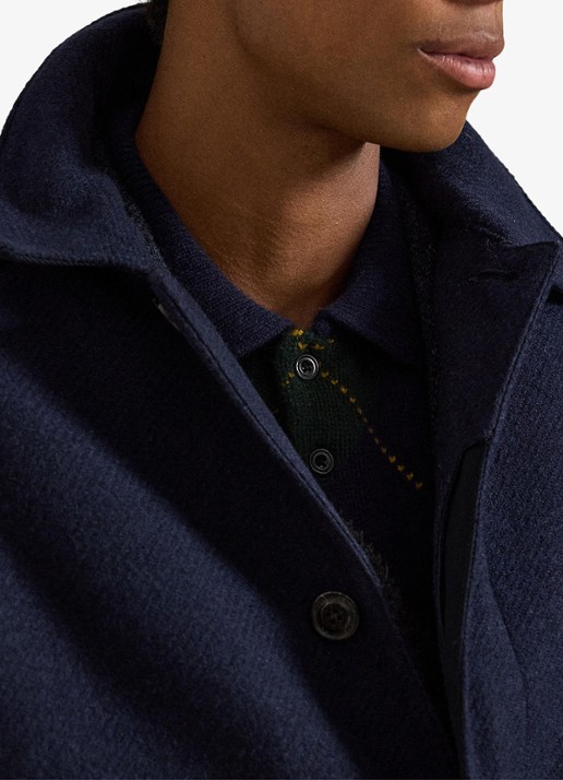 Ralph Lauren Langdon mantel van tweed met steekzakken - detail 2 collection navy / donkerblauw