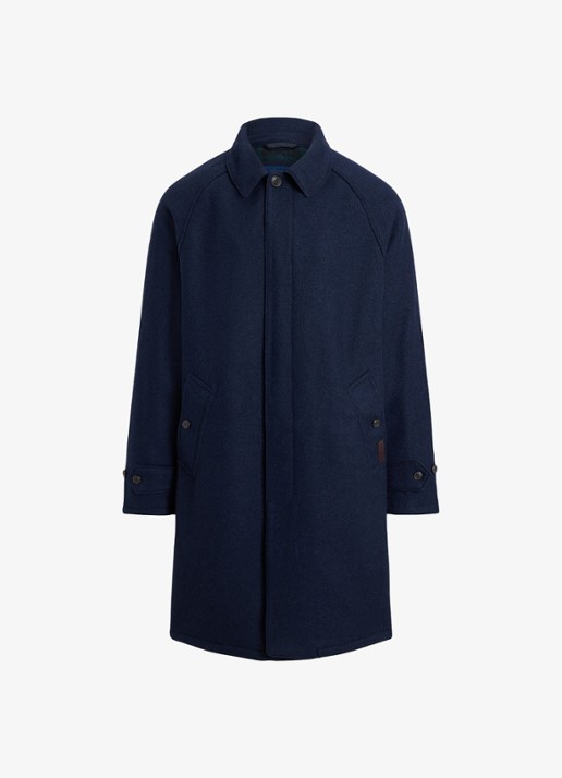 Ralph Lauren Langdon mantel van tweed met steekzakken - voorkant 3 collection navy / donkerblauw