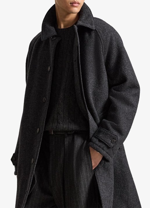 Ralph Lauren Langdon mantel van tweed met steekzakken