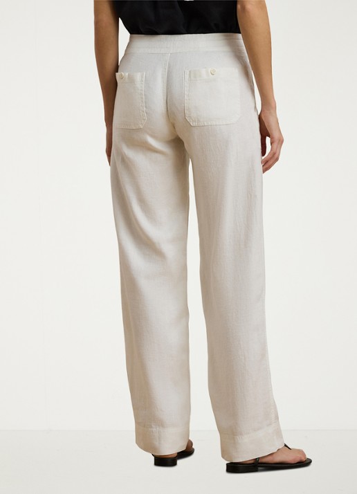 Ralph Lauren Linnen broek met wijde pijpen - achterkant wit