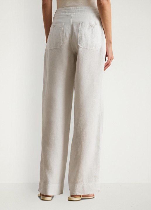 Ralph Lauren Linnen broek met wijde pijpen - achterkant 3 wit