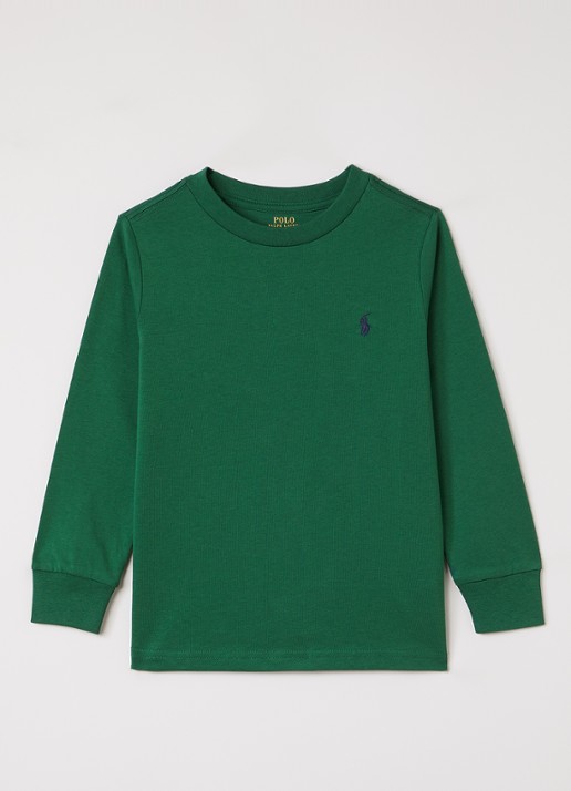 Ralph Lauren Longsleeve met logoborduring - voorkant 2 donkergroen