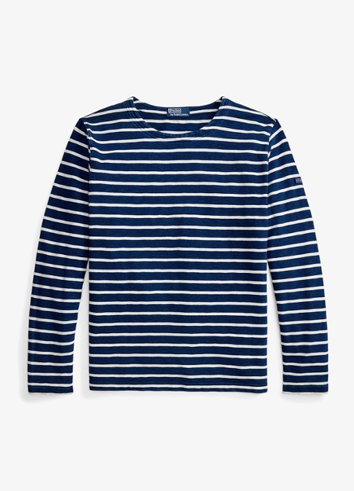 Ralph Lauren Longsleeve met streepprint - voorkant dark indigo / donkerblauw