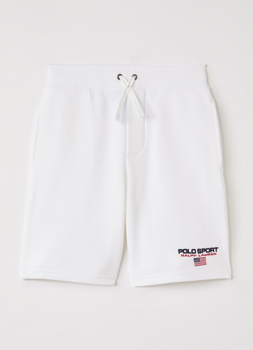 Ralph Lauren Loose fit korte joggingbroek met logo - voorkant 2 wit