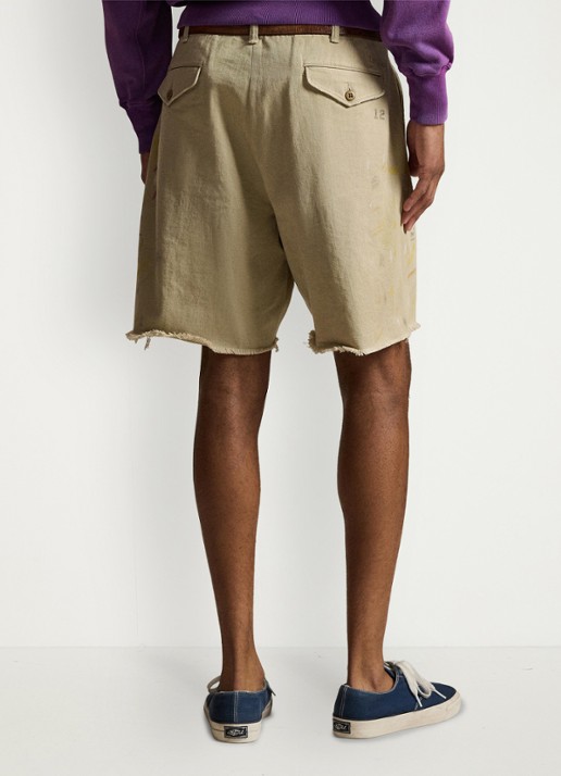 Ralph Lauren Loose fit korte spijkerbroek met gekleurde wassing en print - achterkant classic khaki / beige