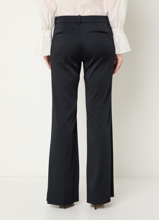 Ralph Lauren Low waist flared fit pantalon van satijn met siernaad - achterkant 3 zwart