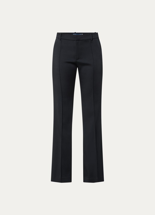 Ralph Lauren Low waist flared fit pantalon van satijn met siernaad - voorkant zwart