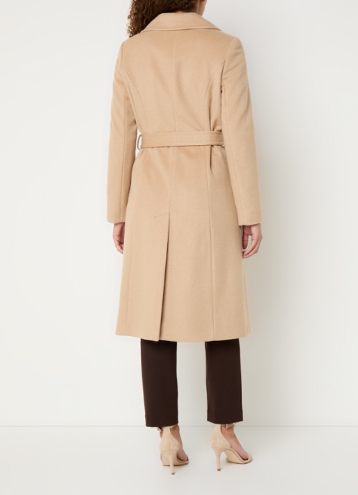 Ralph Lauren Mantel in kasjmierblend met schoudervulling en ceintuur - achterkant 4 camel