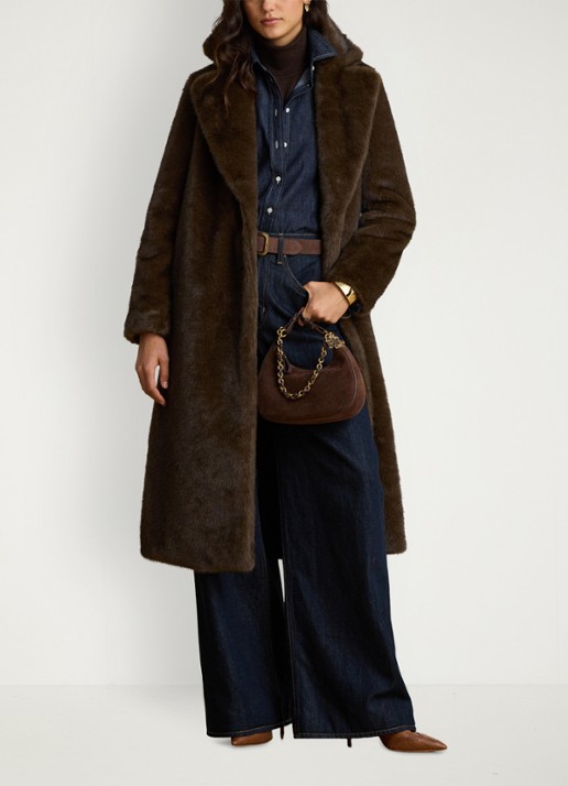 Ralph Lauren Mantel van imitatiebont - voorkant 5 circuit brown / bruin
