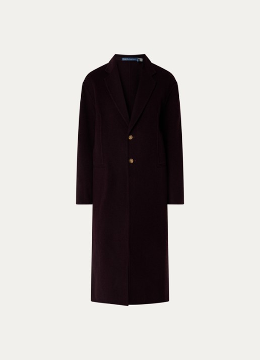 Ralph Lauren Mantel van wol met paspelzakken - voorkant bordeauxrood