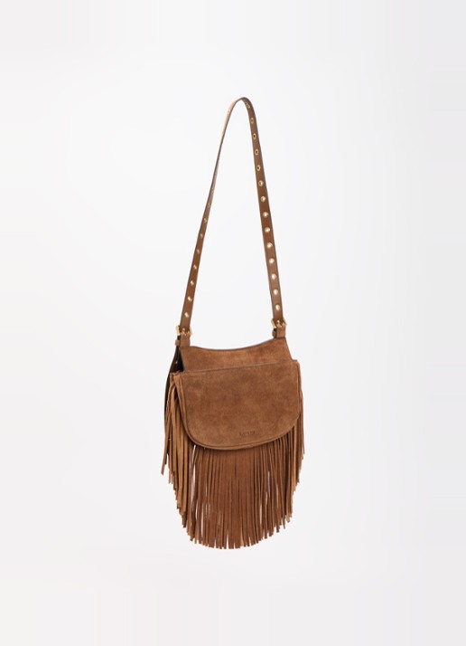 Ralph Lauren Marcy Medium crossbodytas van suède - achterkant 5 lichtbruin