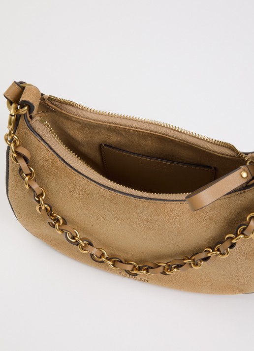 Ralph Lauren Marcy Medium schoudertas van suède met afneembare schouderriem - detail camel