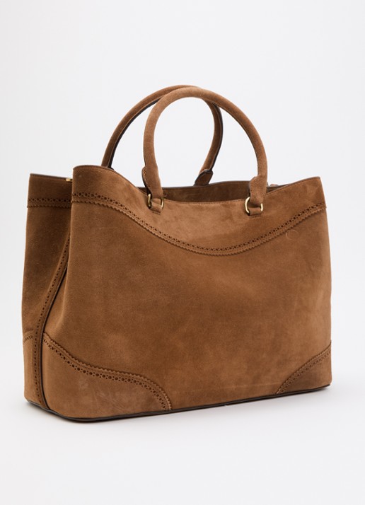 Ralph Lauren Marcy schoudertas van leer met afneembare schouderriem  - achterkant 5 lichtbruin