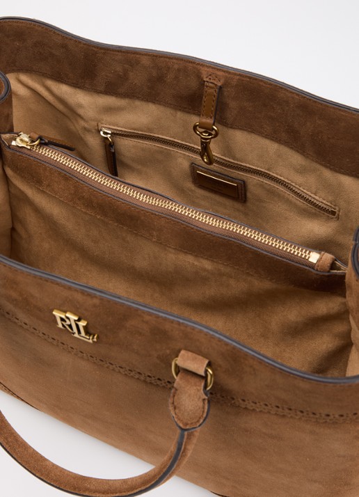 Ralph Lauren Marcy schoudertas van leer met afneembare schouderriem  - detail 2 lichtbruin