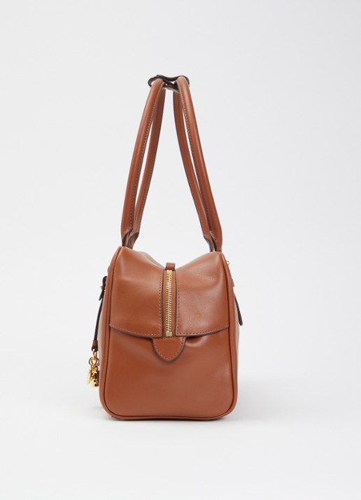 Ralph Lauren Marcy schoudertas van leer met logo - detail 2 cognac