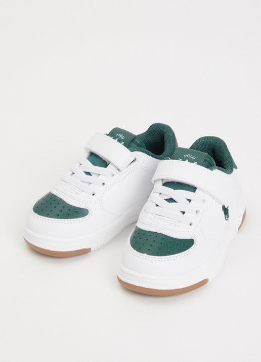 Ralph Lauren Master Court sneaker met logoborduring - voorkant 2 donkergroen