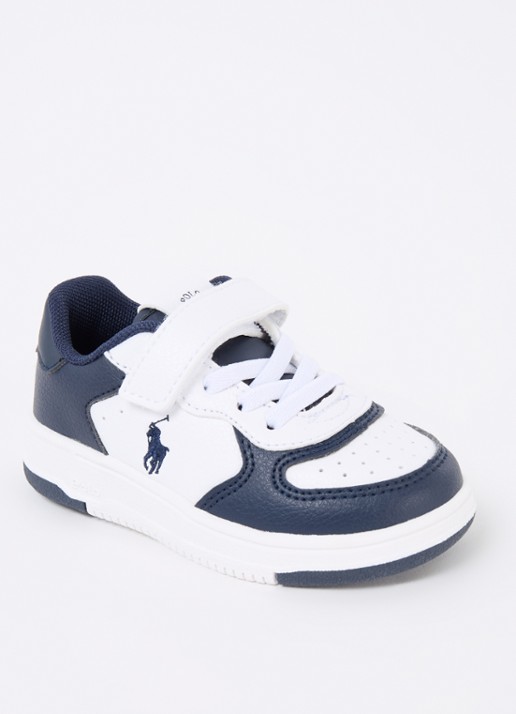 Ralph Lauren Master Court sneaker met logoborduring - voorkant 3 donkerblauw