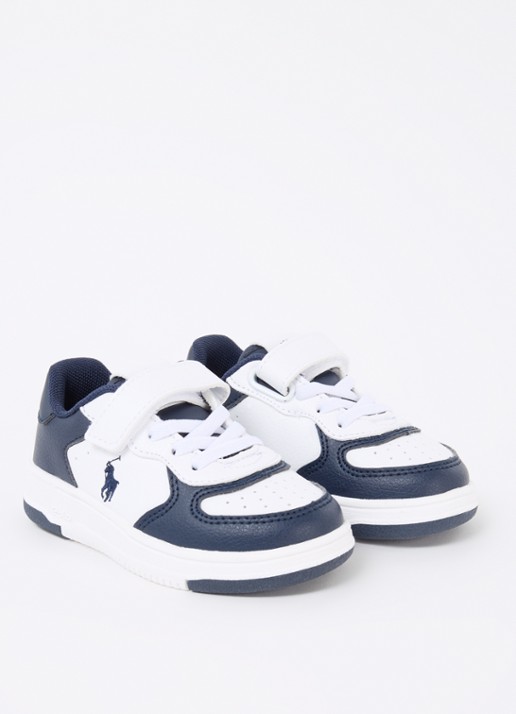 Ralph Lauren Master Court sneaker met logoborduring - voorkant 4 donkerblauw