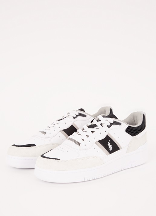 Ralph Lauren Master sneaker van leer met suède details - detail 3 wit