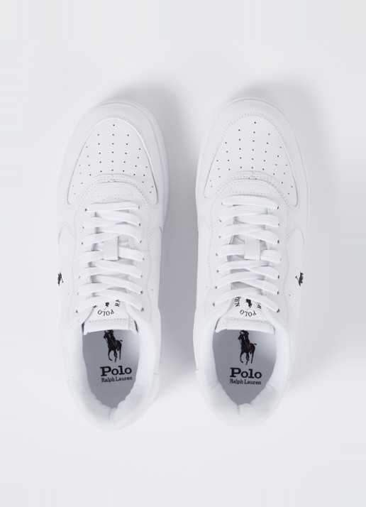 Ralph Lauren Masters Court sneaker met leren details - detail 3 wit