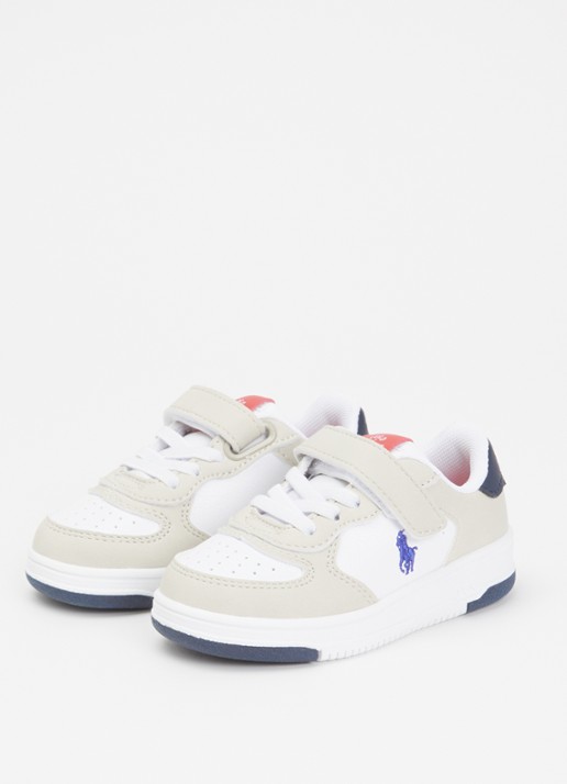 Ralph Lauren Masters Court sneaker met logo  - voorkant 3 beige