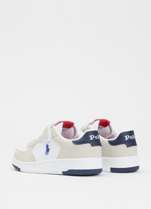 Ralph Lauren Masters Court Sneaker met logoborduring - achterkant 4 beige