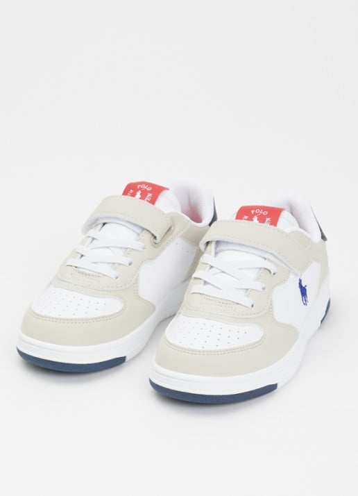 Ralph Lauren Masters Court Sneaker met logoborduring - voorkant 3 beige