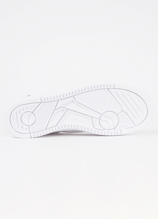 Ralph Lauren Masters Court sneaker van leer met logoborduring - detail 5 ivoor