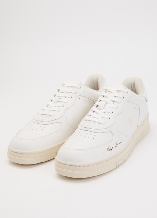 Ralph Lauren Masters Court sneaker van leer met logoborduring - detail 3 wit
