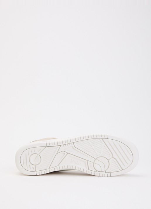 Ralph Lauren Masters Court Sneaker van leer met suède details en logoborduring - detail 4 wit