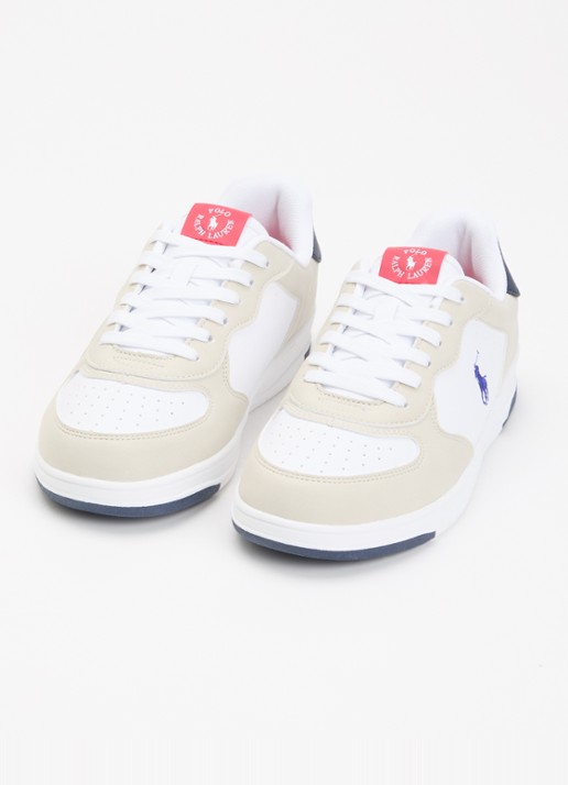 Ralph Lauren Masters Court sneaker van leer met suéde details - detail 2 wit