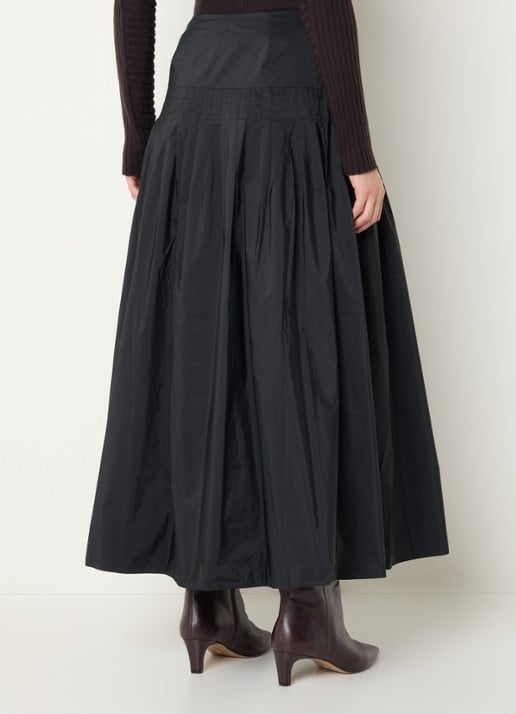 Ralph Lauren Maxi A-lijn rok met plooien - achterkant zwart