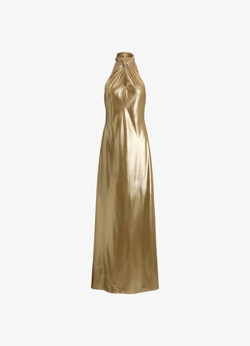 Ralph Lauren Maxi halterjurk met metallic finish