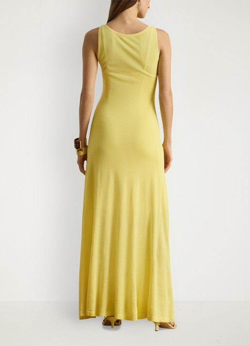 Ralph Lauren Maxi jurk met boothals - achterkant 3 lemon sorbet / geel