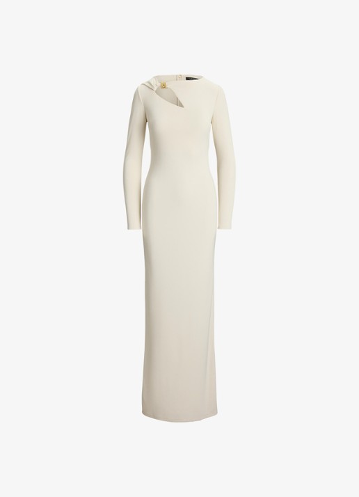 Ralph Lauren Maxi jurk met cut-out detail - voorkant creme