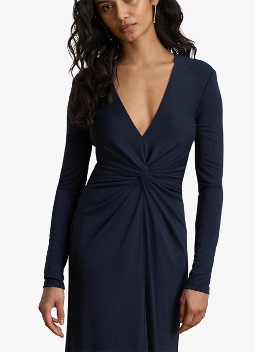 Ralph Lauren Maxi jurk met geknoopt detail - detail 2 blauw
