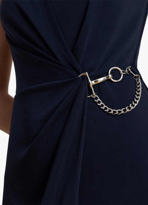 Ralph Lauren Maxi jurk met gespdetai - detail 3 lauren navy / donkerblauw