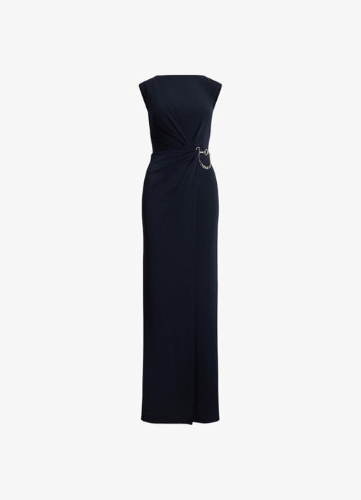 Ralph Lauren Maxi jurk met gespdetai - voorkant 4 lauren navy / donkerblauw