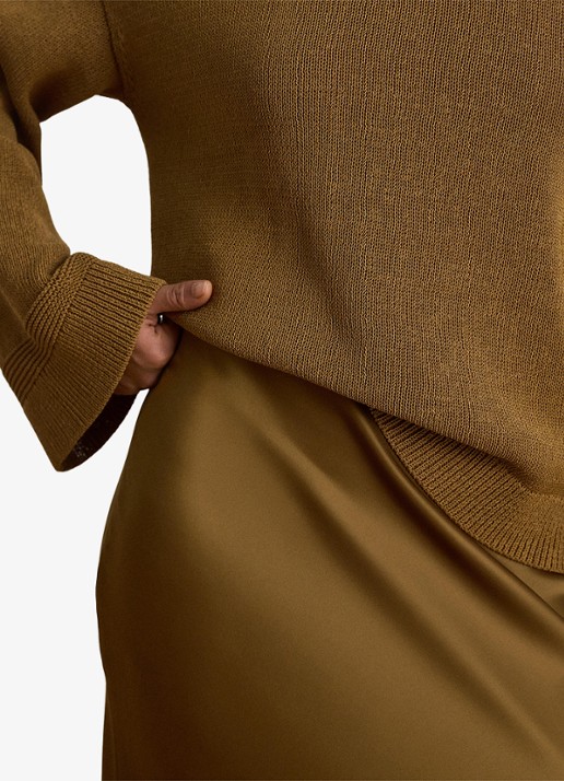 Ralph Lauren Maxi rok van satijn - detail 5 tobacco bronze / bruin