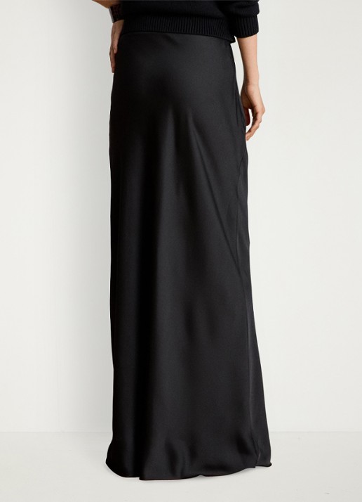 Ralph Lauren Maxi rok van satijn - achterkant 5 zwart