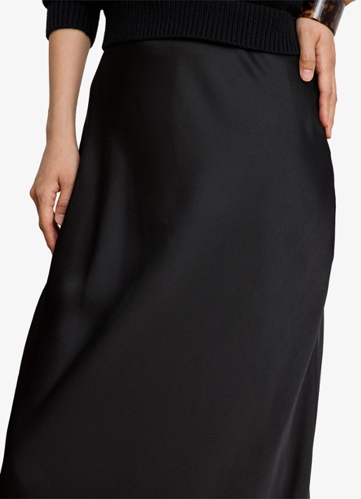 Ralph Lauren Maxi rok van satijn - detail 4 zwart