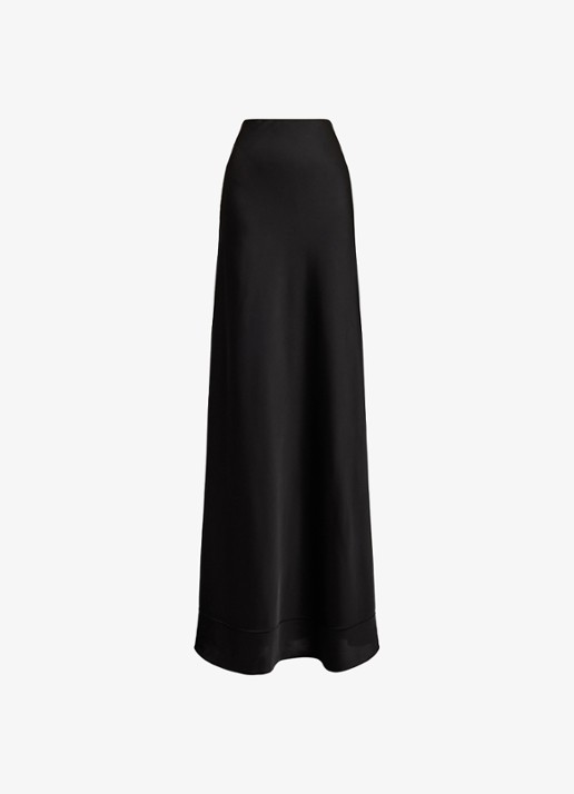 Ralph Lauren Maxi rok van satijn - voorkant zwart