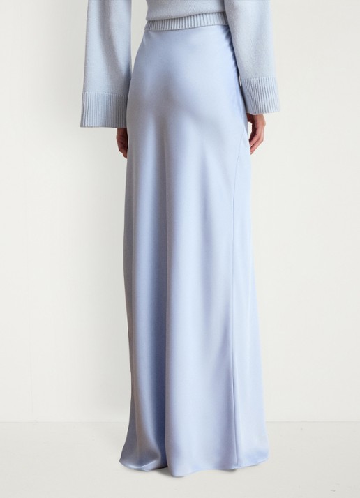 Ralph Lauren Maxi rok van satijn - achterkant icy blue / blauw